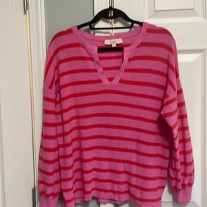 Loft  pink and red striped summer sweater L.